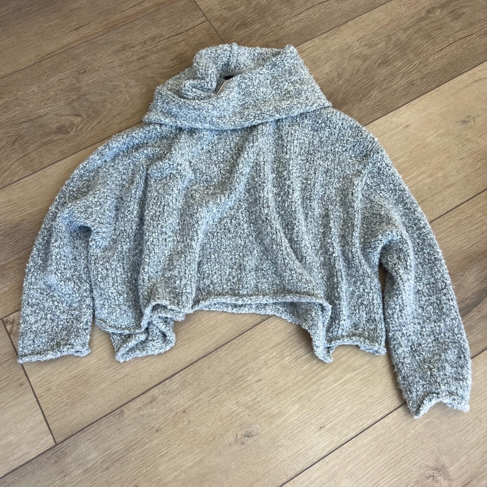 Free People Knit Crop Long Sleeve Sweater